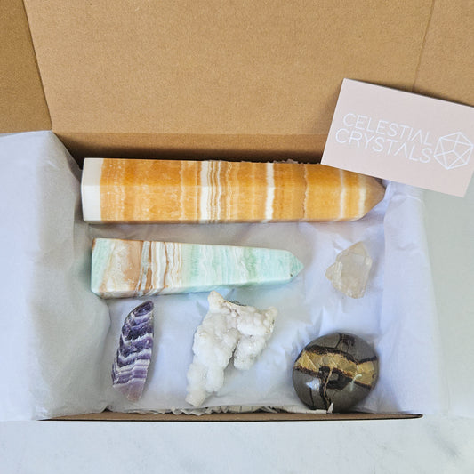Crystal Mystery Box with Caribbean Calcite Tower