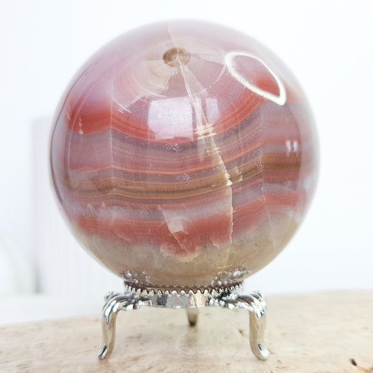 Pink Banded Calcite Sphere