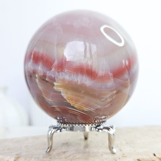 Pink Banded Calcite Sphere