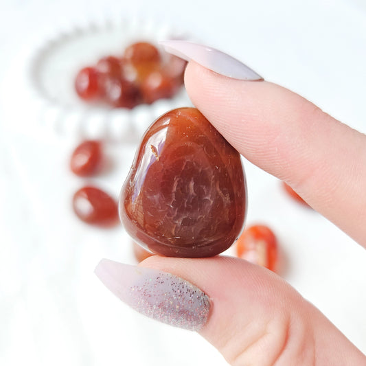 Carnelian Tumbled Stones In Hand
