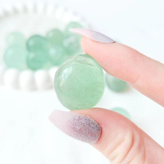 Green Fluorite Tumbled Stones In Hand
