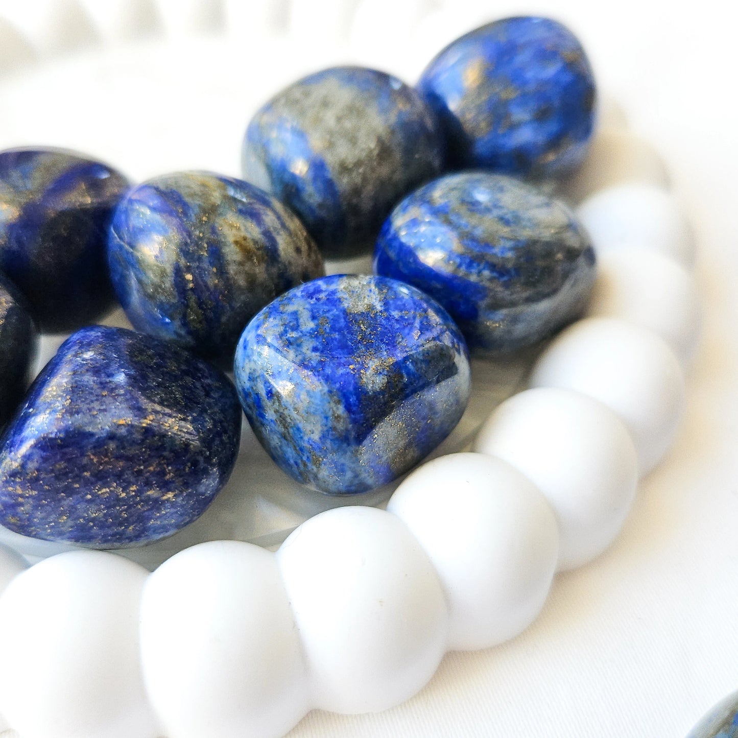 Lapis Lazuli Tumbled Stones Close Up