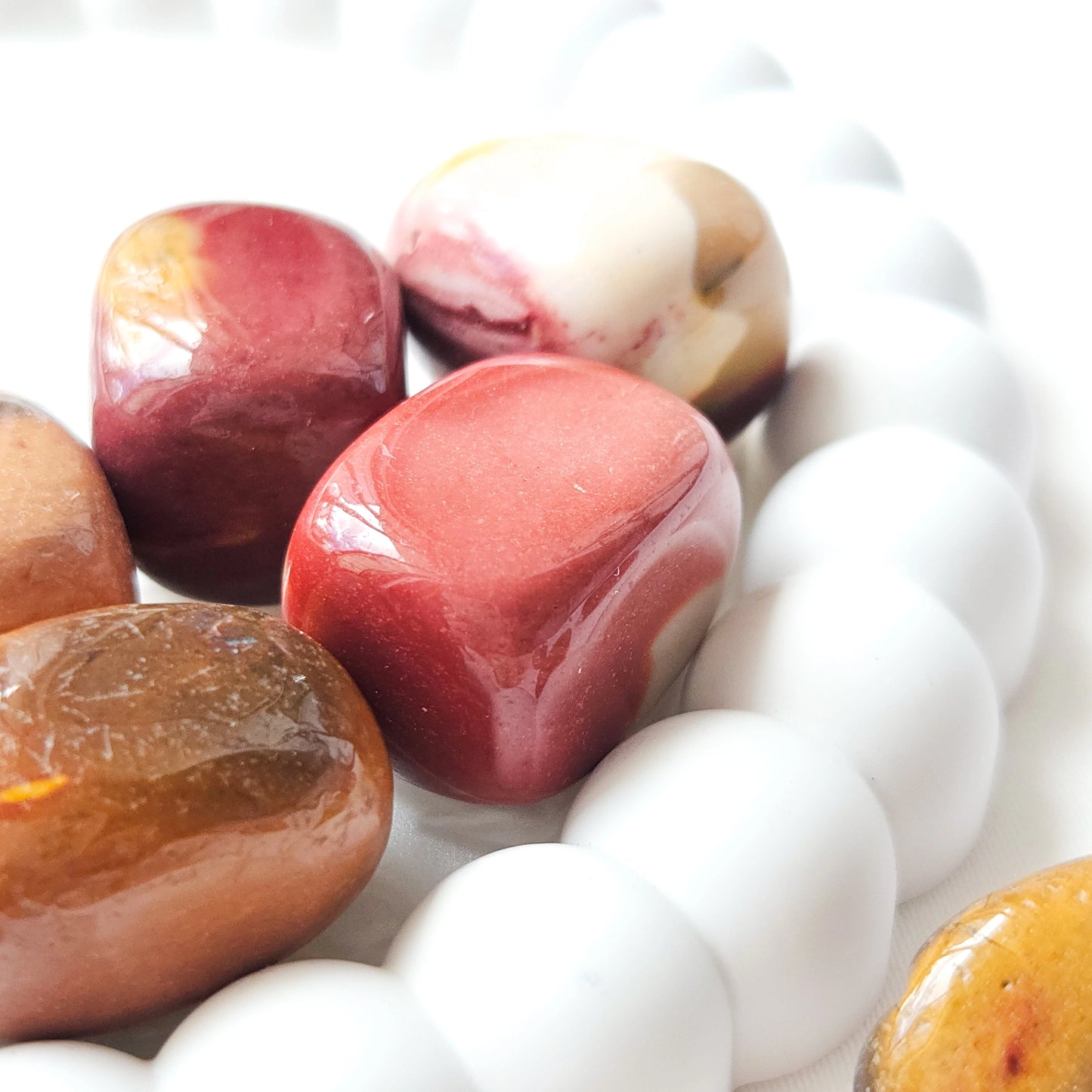 Mookaite Tumbled Stones Close Up