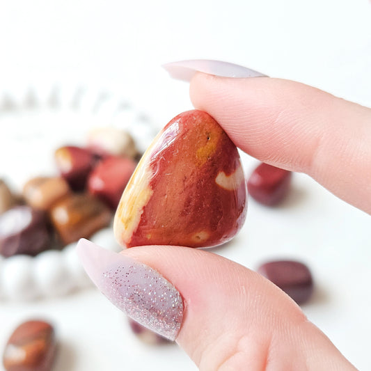 Mookaite Tumbled Stones In Hand