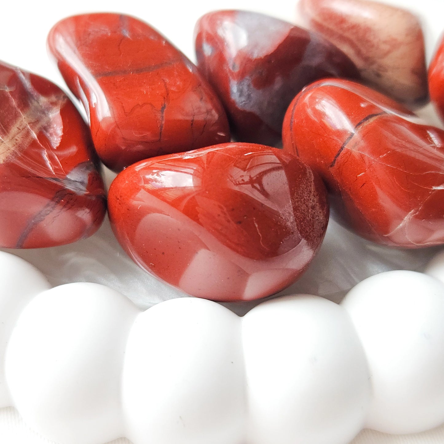 Red Jasper Tumbled Stones Close Up