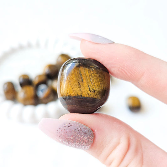 Tigers Eye Tumbled Stones In Hand