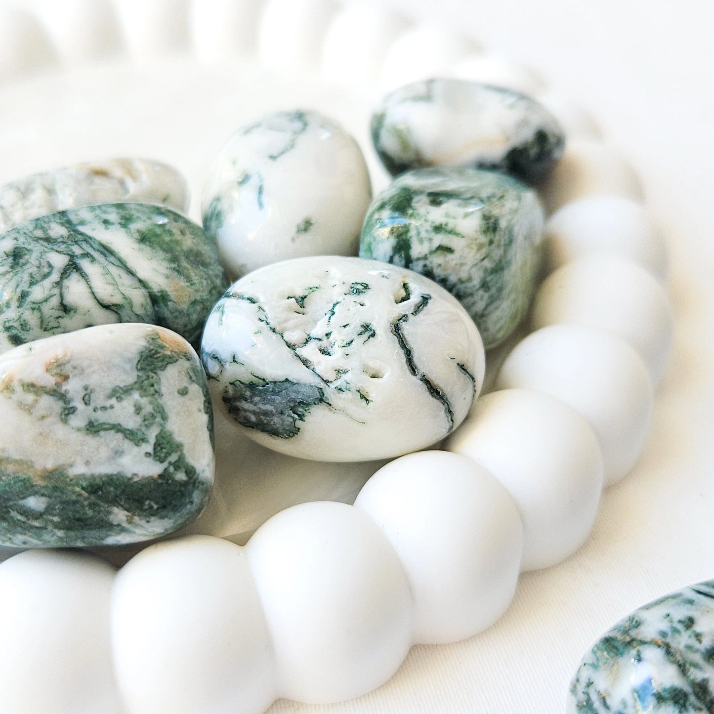 Tree Agate Tumbled Stones Close Up