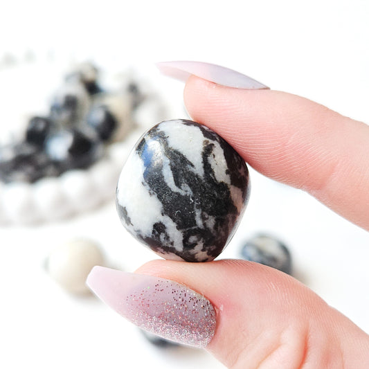 Zebra Jasper Tumbled Stones In Hand