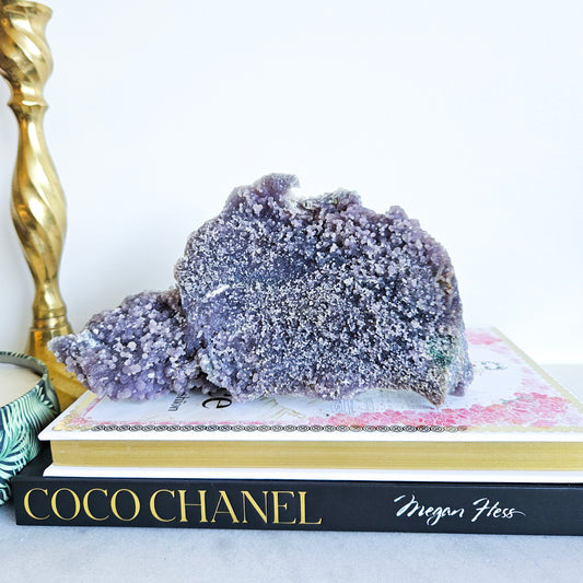 High-quality dark purple grape agate cluster - a mesmerizing gemstone with intricate formations