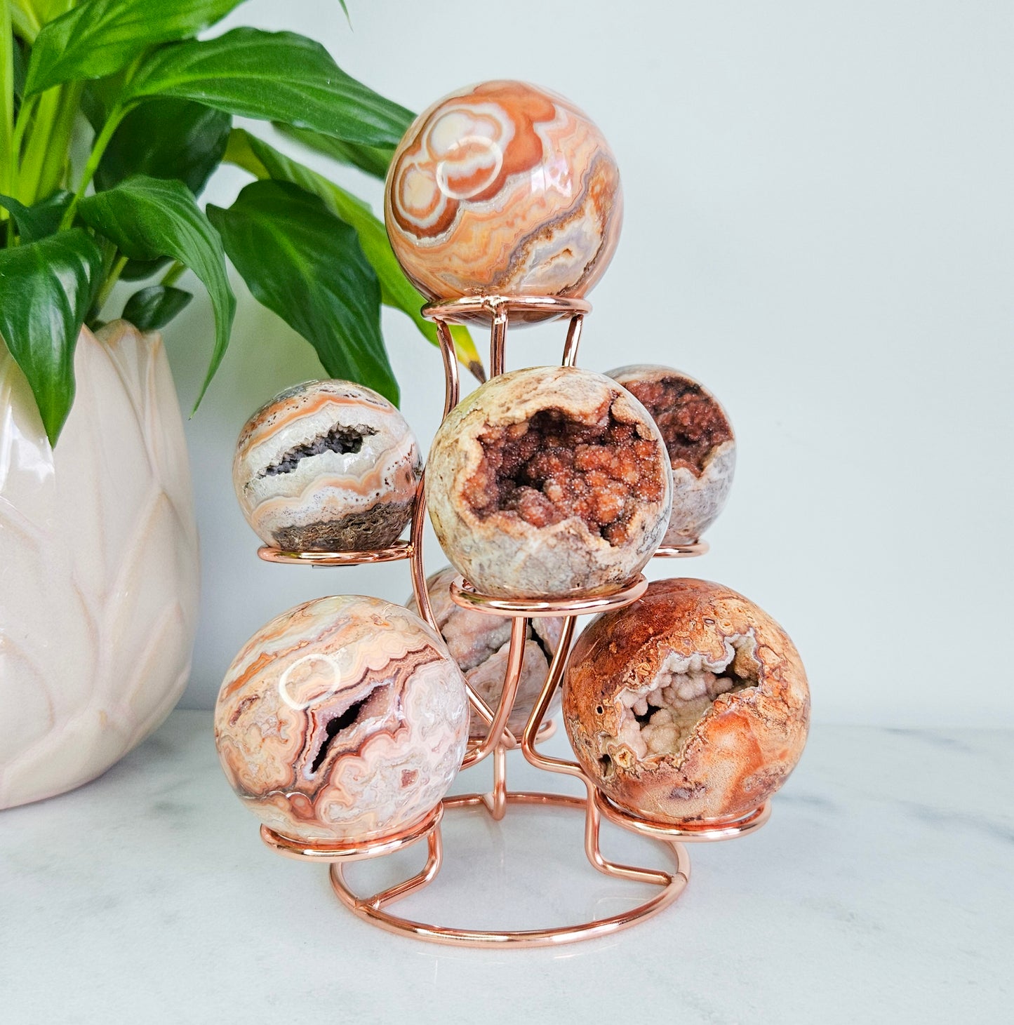 Multi Crystal Sphere Display Stand - Rose Gold