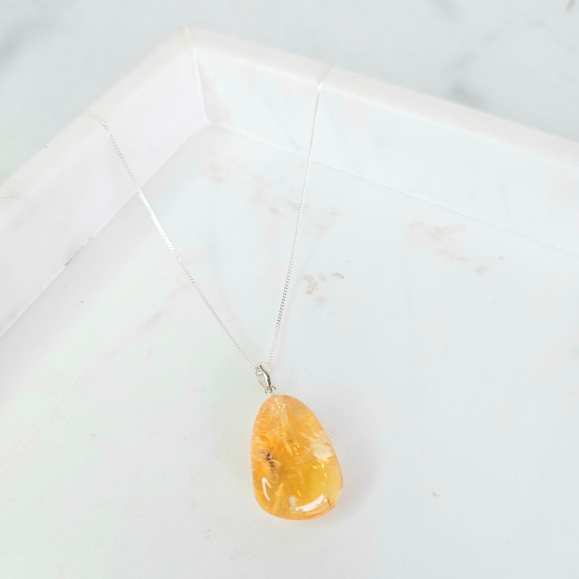 Tumbled Citrine Crystal Necklace Pendant