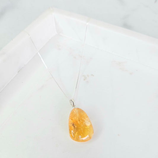 Tumbled Citrine Crystal Necklace Pendant