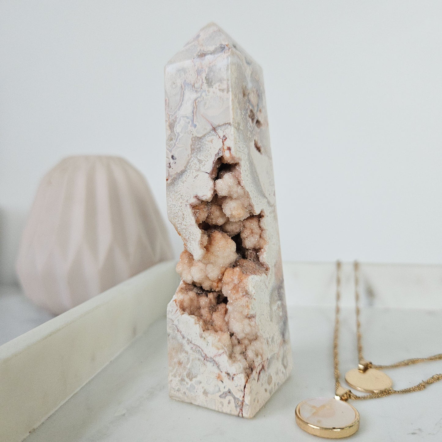 Pink Crazy Lace Agate Tower