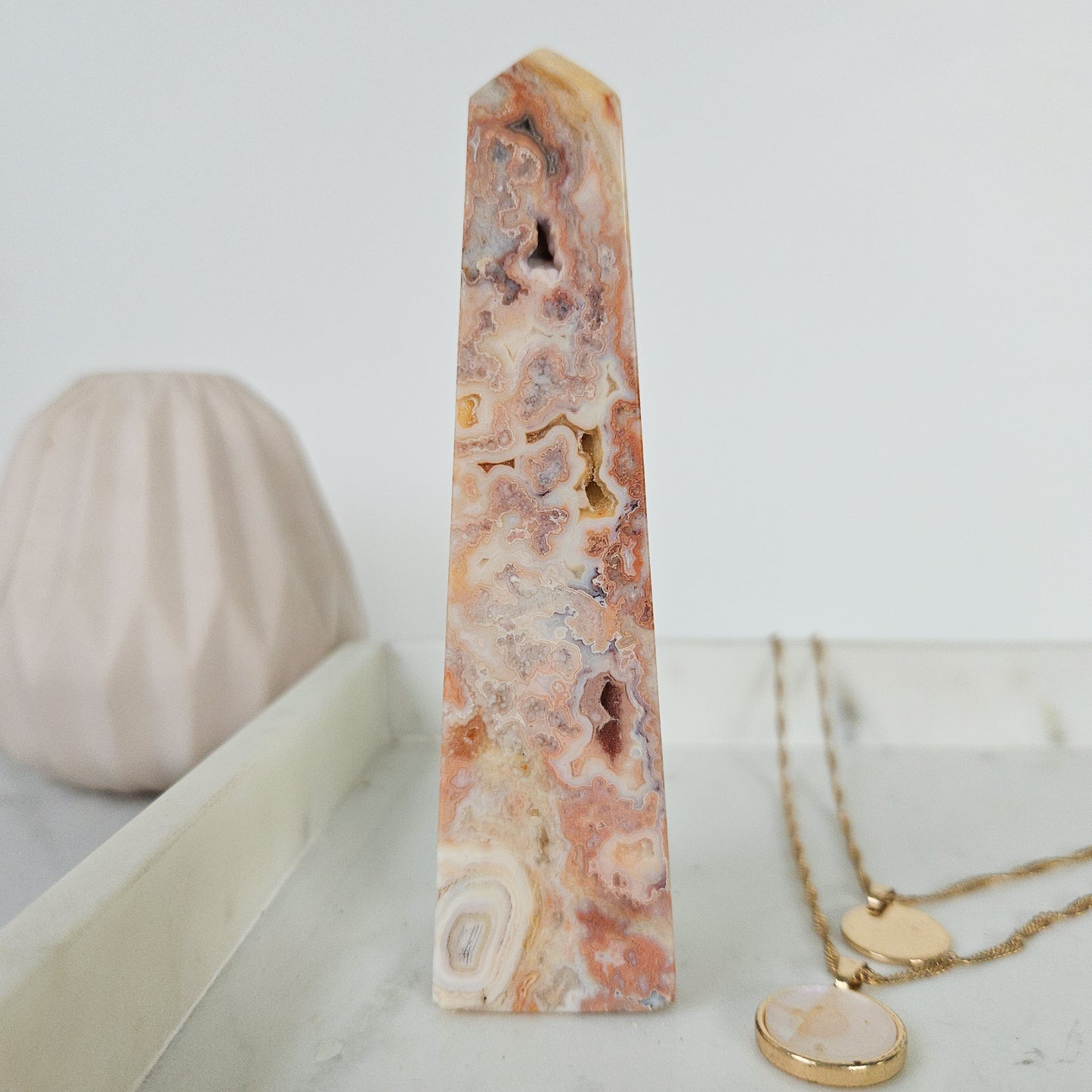 Pink Crazy Lace Agate Tower