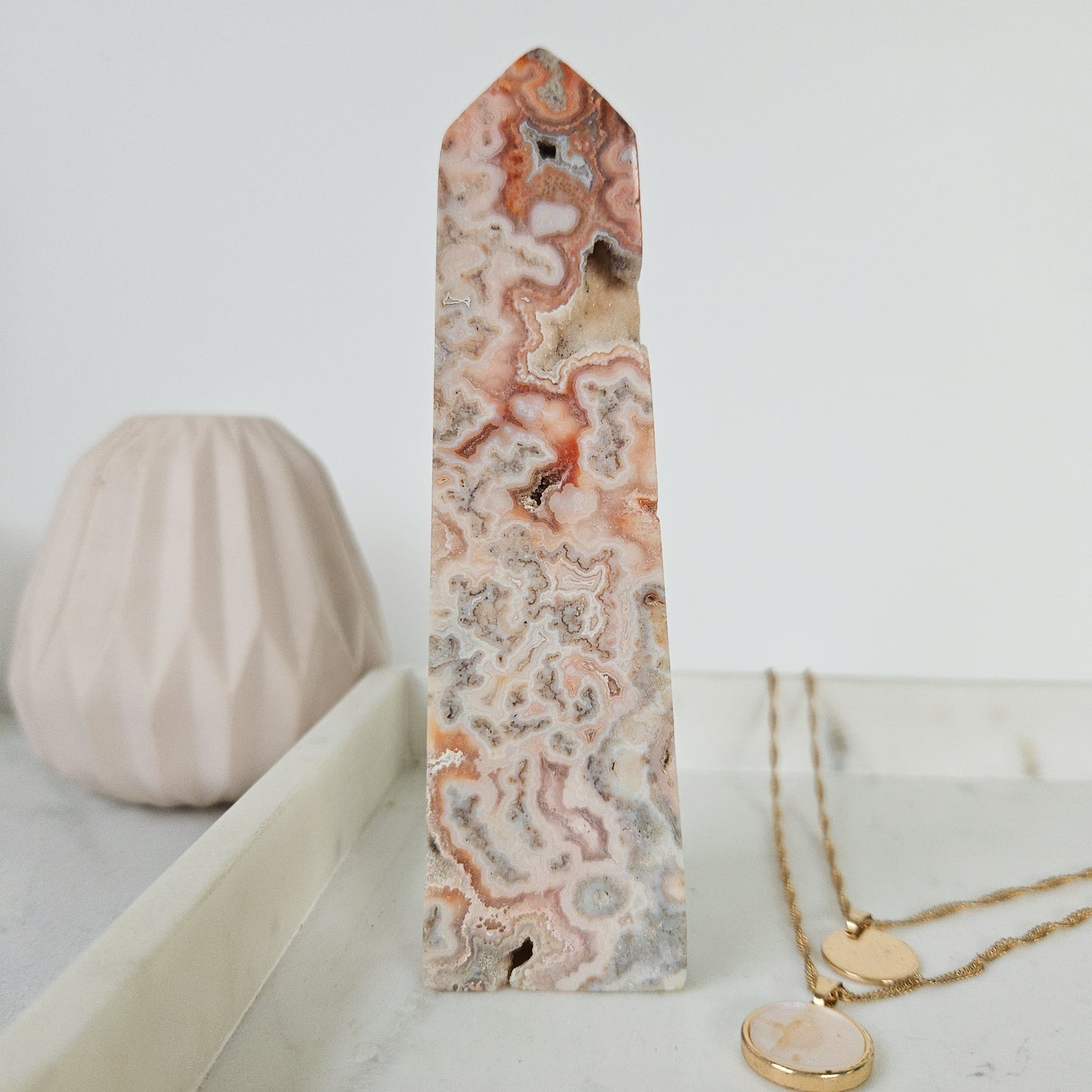 Pink Crazy Lace Agate Tower