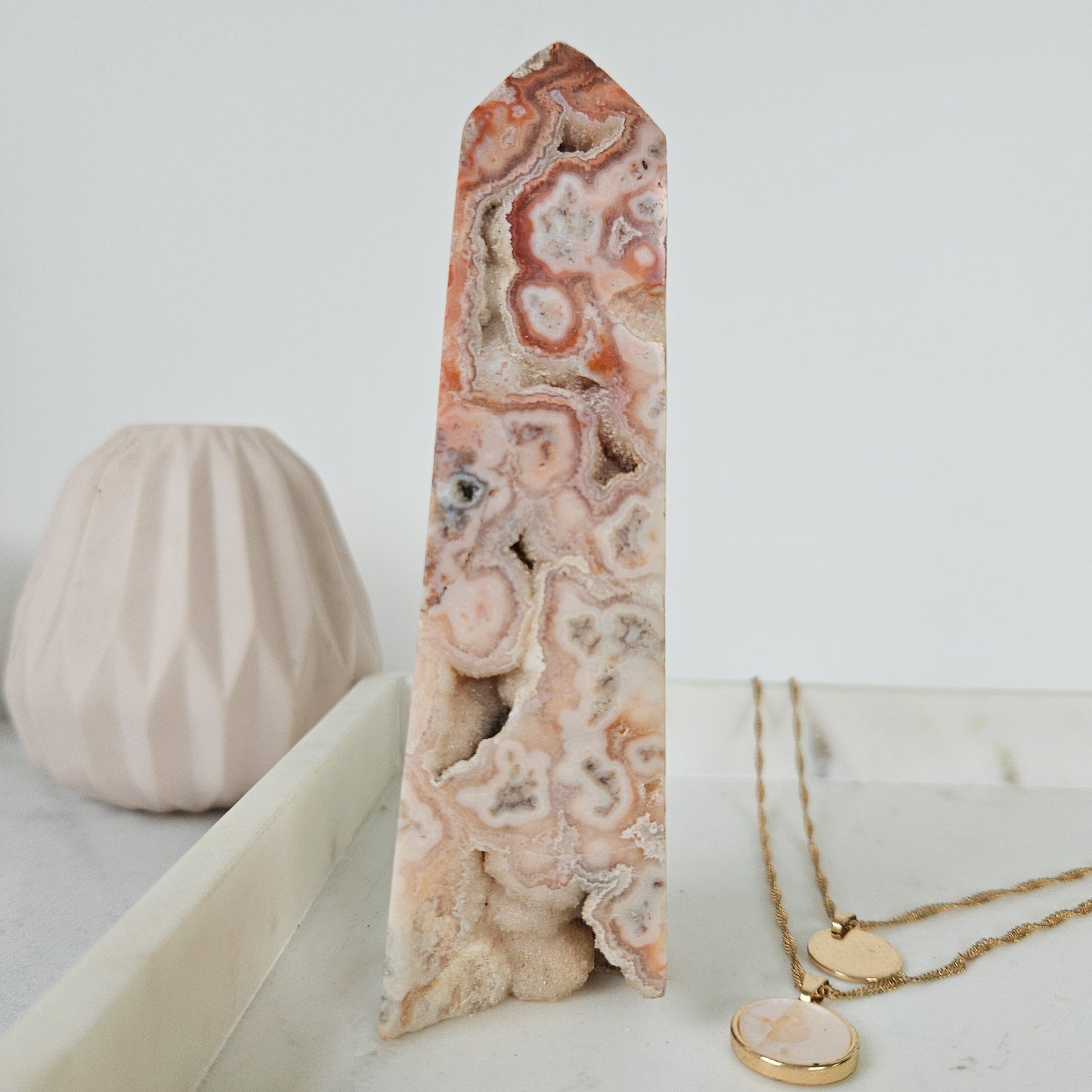 Pink Crazy Lace Agate Tower