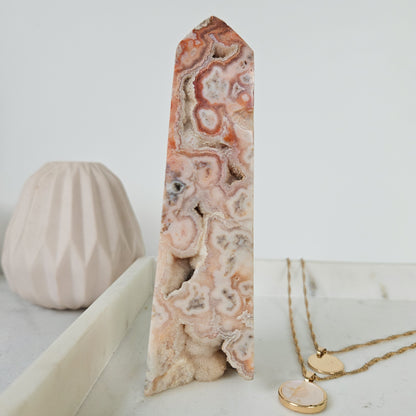 Pink Crazy Lace Agate Tower