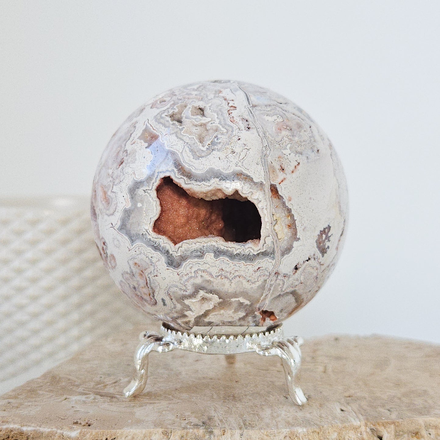 Pink Crazy Lace Agate Sphere