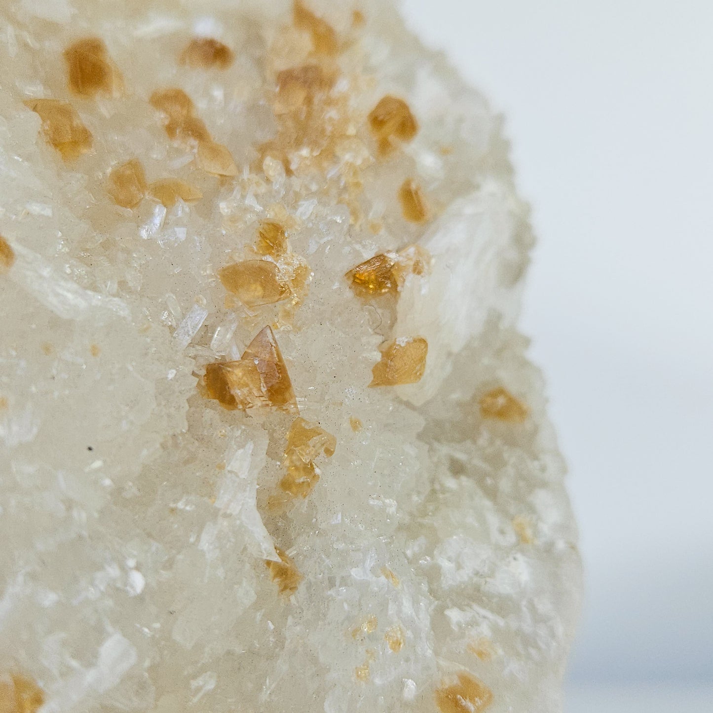 Honey Calcite On Druzy Quartz Cluster - RARE