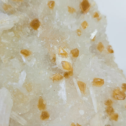 Honey Calcite On Druzy Quartz Cluster - RARE