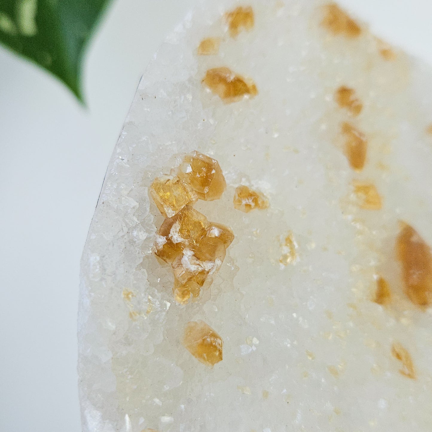 Honey Calcite On Druzy Quartz Cluster - RARE