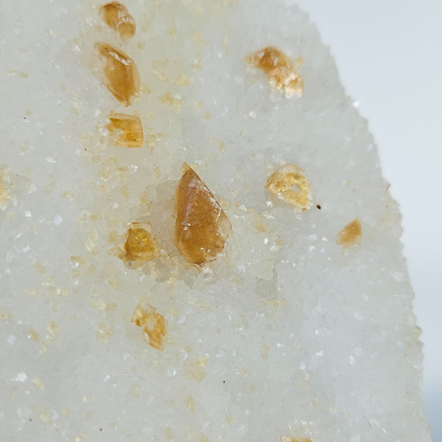 Honey Calcite On Druzy Quartz Cluster - RARE