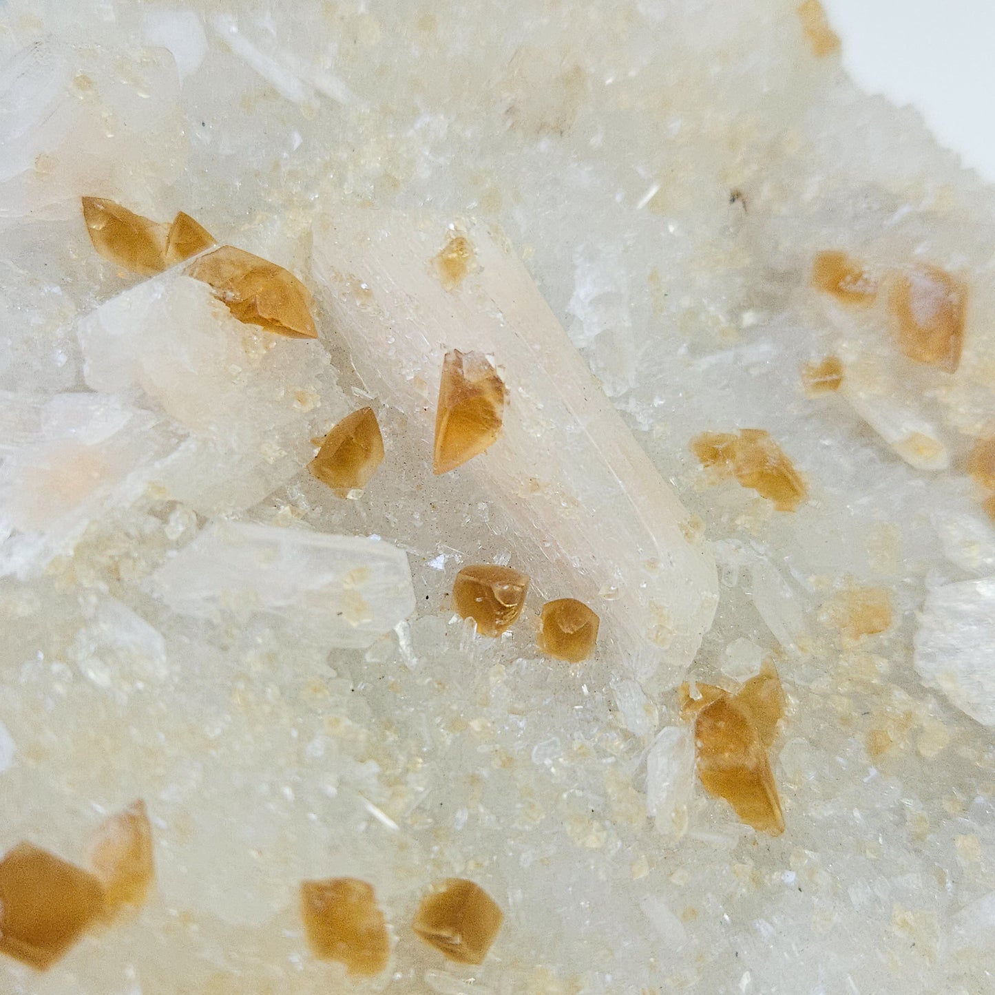 Honey Calcite On Druzy Quartz Cluster - Repaired*