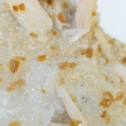 Honey Calcite On Druzy Quartz Cluster - RARE