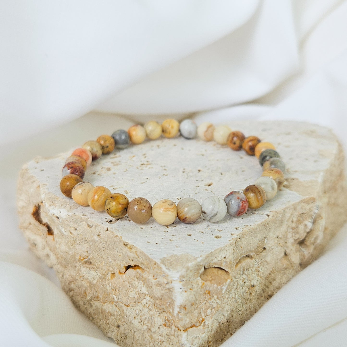 Crazy Lace Agate Beaded Bracelet