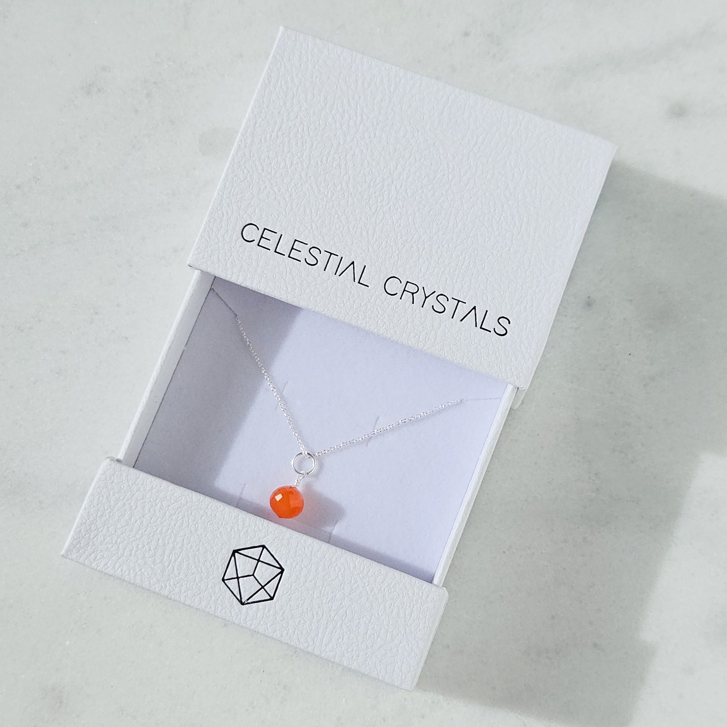 Carnelian Dewdrop Crystal Necklace