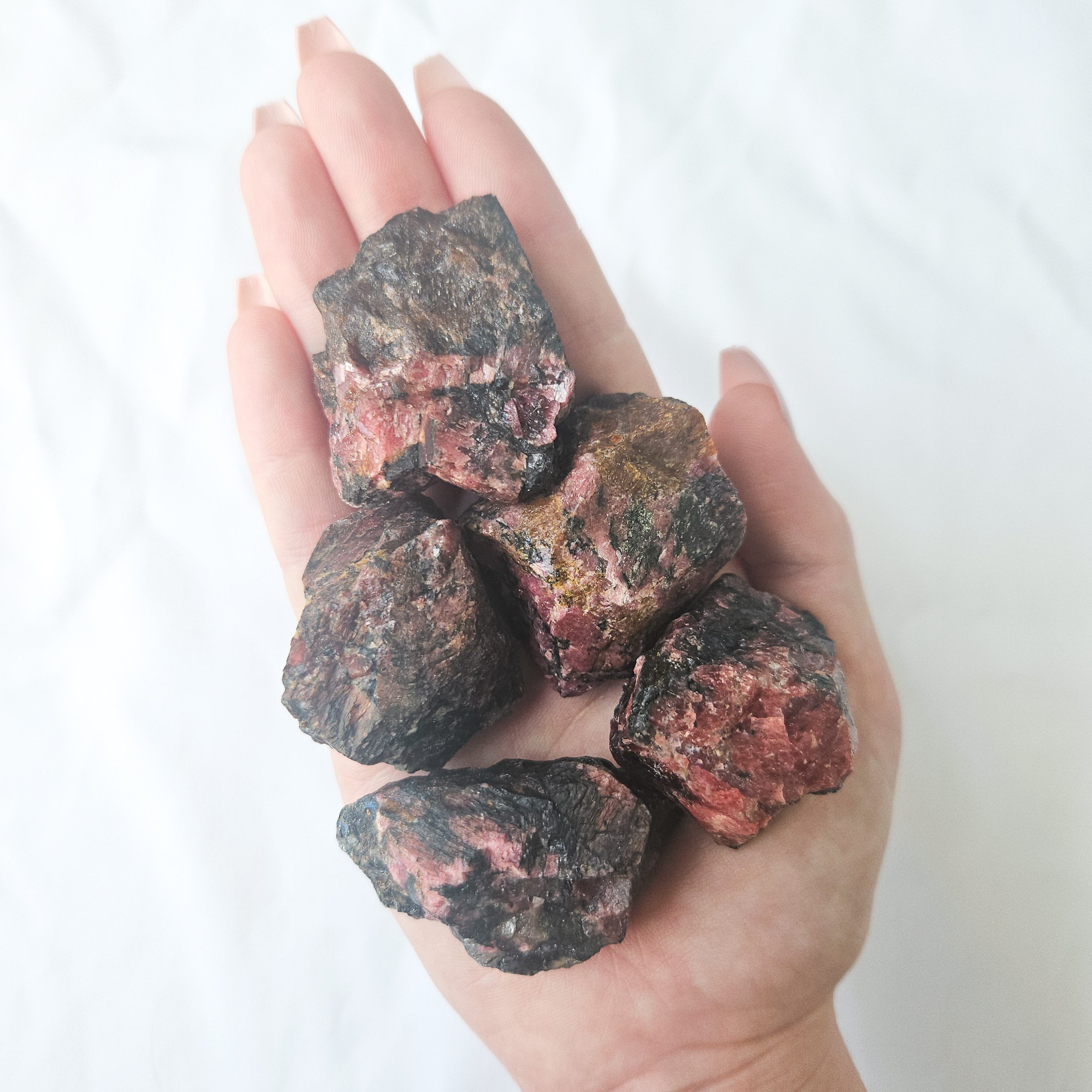 Natural Raw Rhodonite Roughs - Celestial Crystals