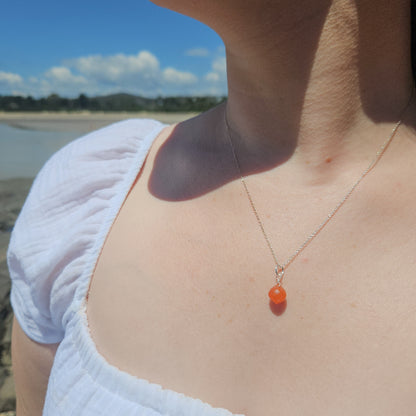 Carnelian Dewdrop Crystal Necklace