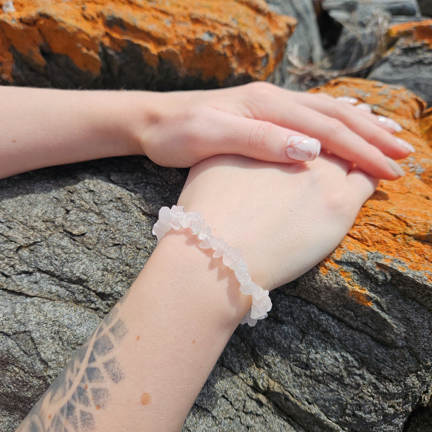 Rose Quartz Chip Bracelet