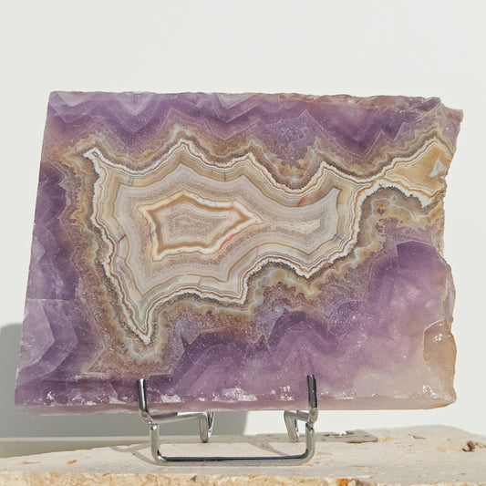 Amethyst With Mexican Crazy Lace Agate Slab