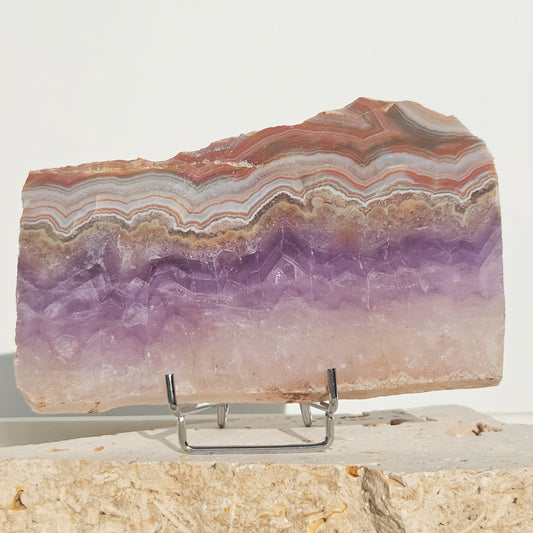 Amethyst With Mexican Crazy Lace Agate Slab