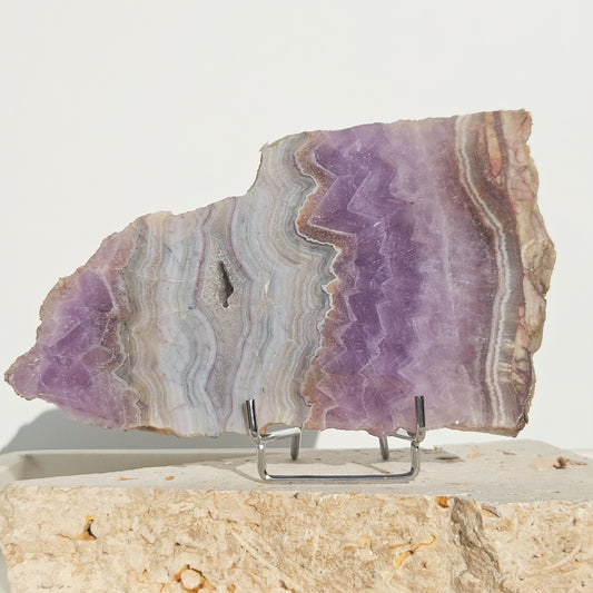 Amethyst With Mexican Crazy Lace Agate Slab