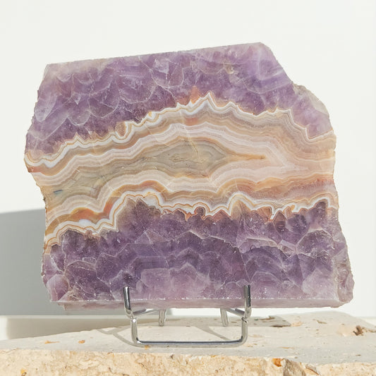 Amethyst With Mexican Crazy Lace Agate Slab