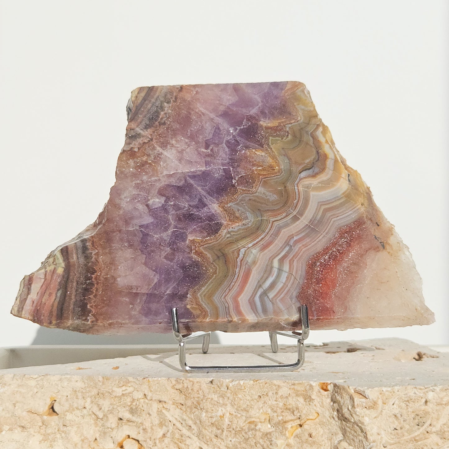 Amethyst With Mexican Crazy Lace Agate Slab