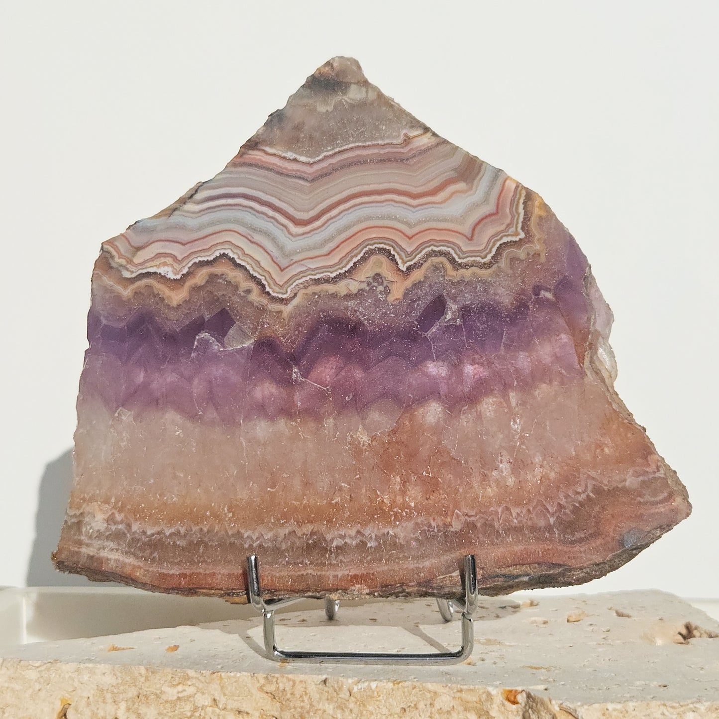 Amethyst With Mexican Crazy Lace Agate Slab