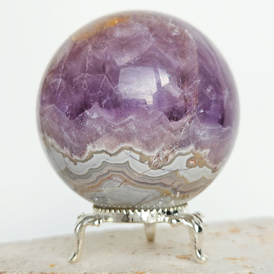 Amethyst x Mexican Crazy Lace Agate Sphere