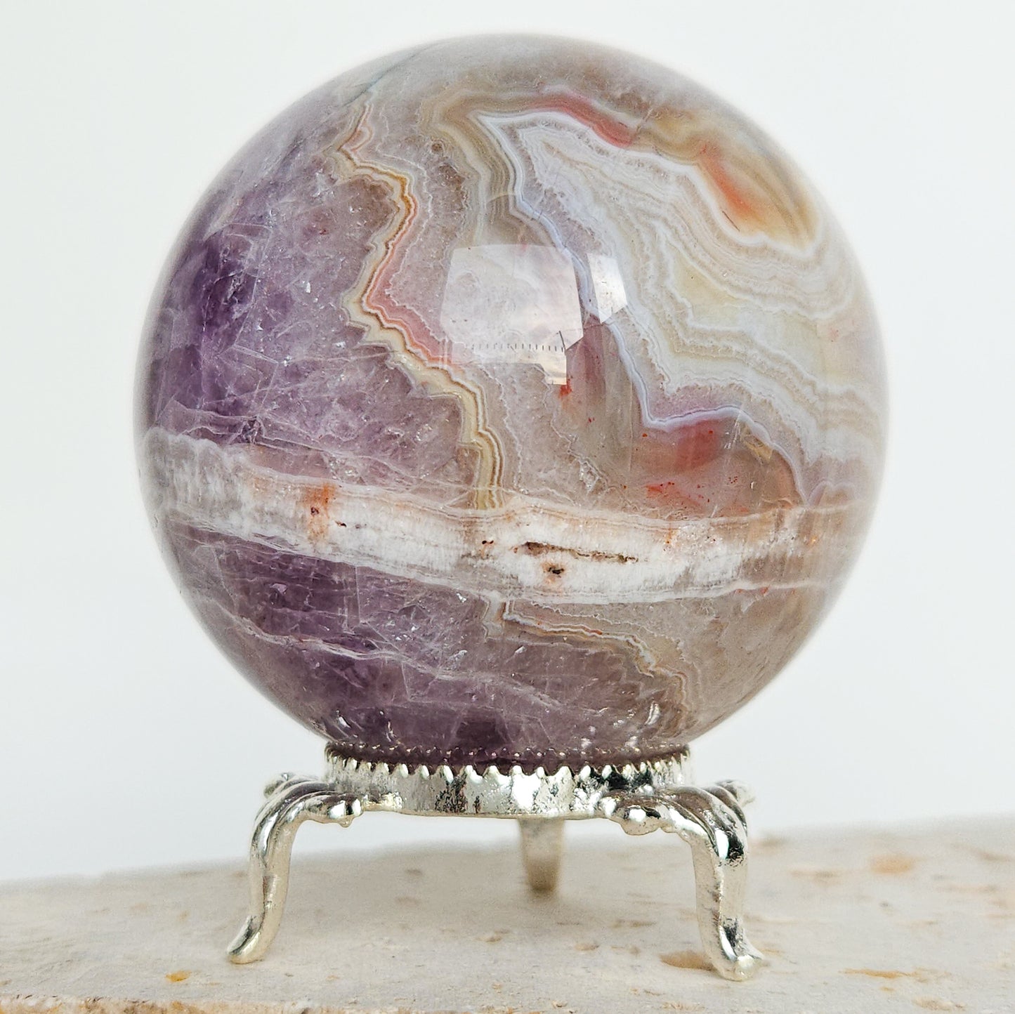 Amethyst x Mexican Crazy Lace Agate Sphere