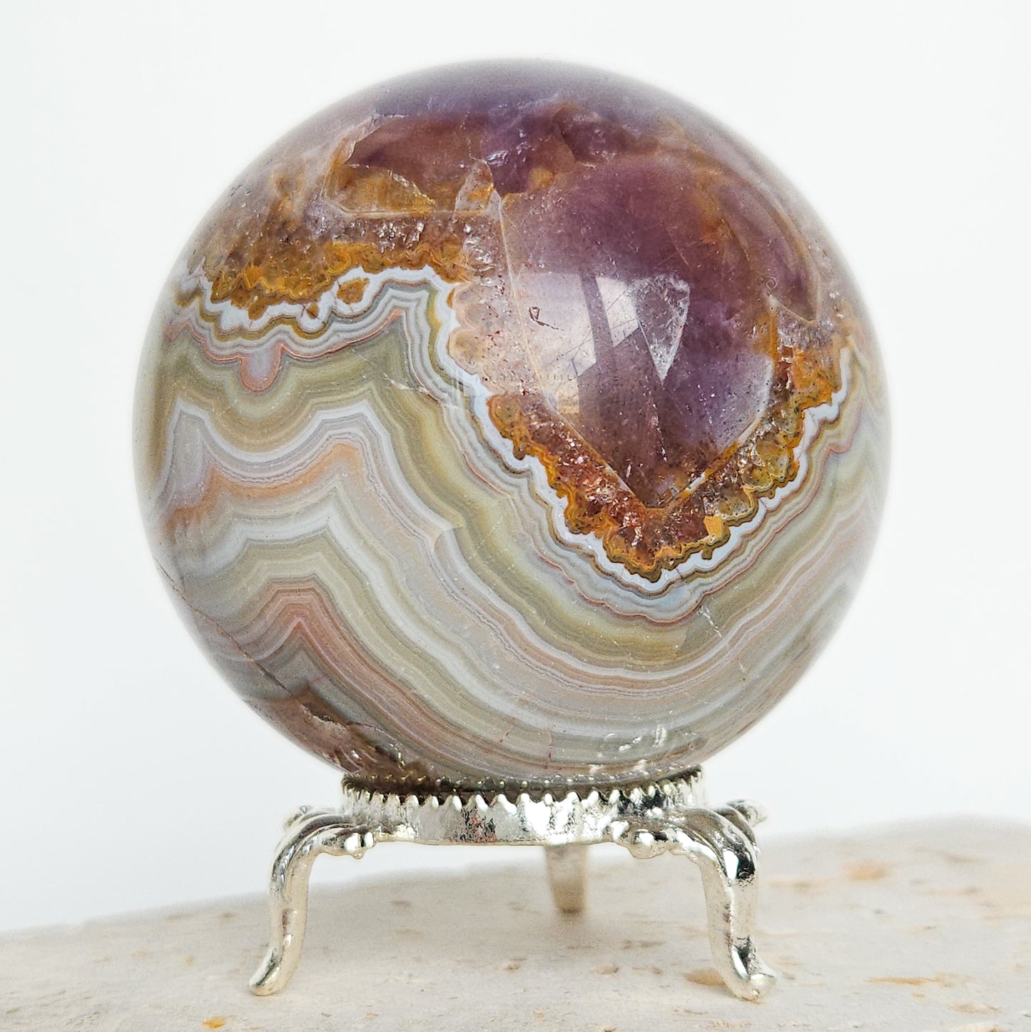 Amethyst x Mexican Crazy Lace Agate Sphere