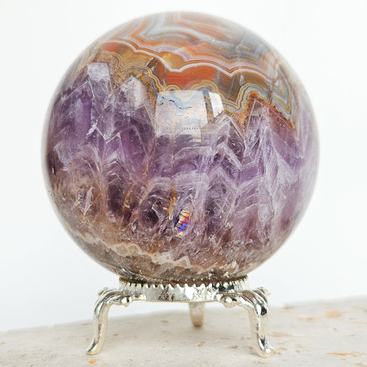 Amethyst x Mexican Crazy Lace Agate Sphere