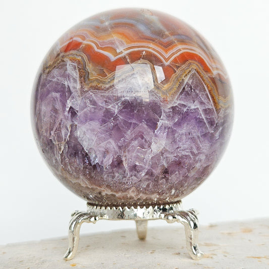 Amethyst x Mexican Crazy Lace Agate Sphere