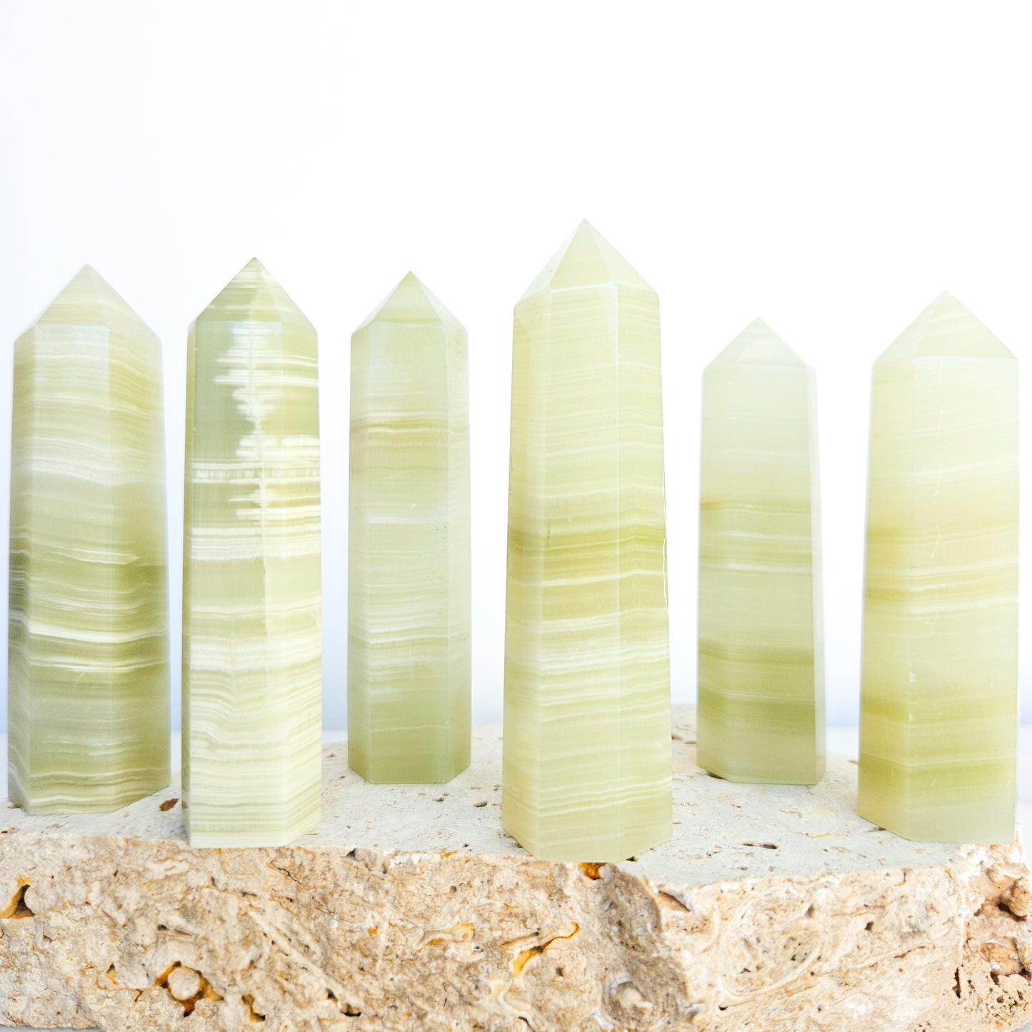 Green Banded Calcite Crystal Towers