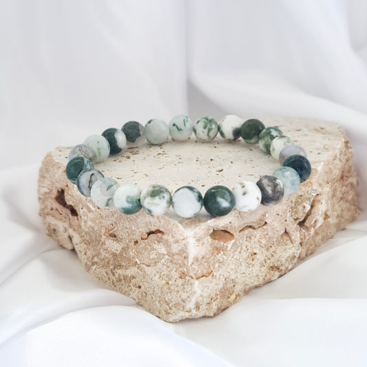 Moss Agate Beaded Bracelet