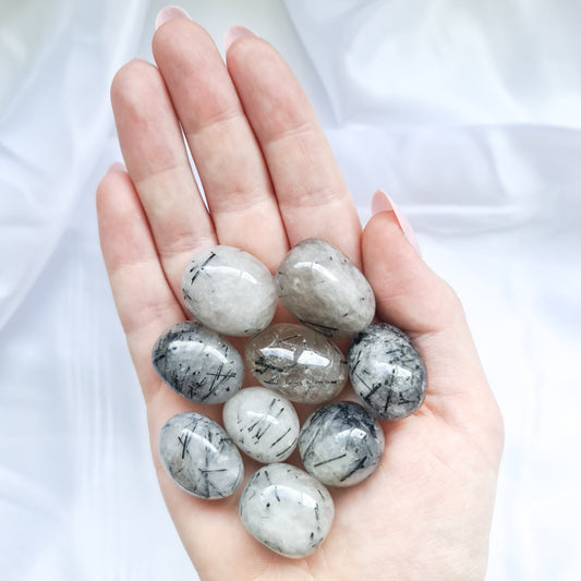 Tourmalinated Quartz Crystal Tumble Stones