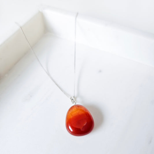 Tumbled Carnelian Crystal Necklace Pendant