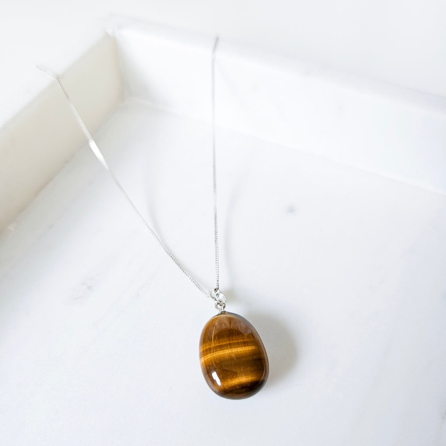 Tumbled Tigers Eye Crystal Necklace Pendant