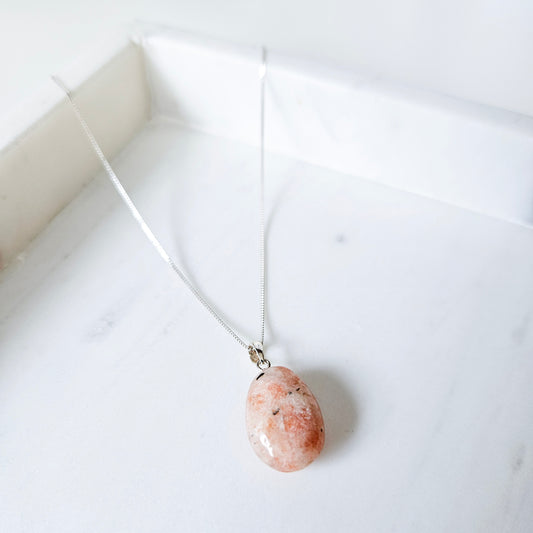 Tumbled Sunstone Crystal Necklace Pendant